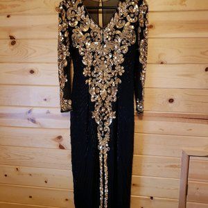 Famory Sequined Silk Evening Dress